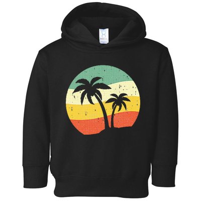 Palm Tree Summer Retro Sunshine Summer Vacation Toddler Hoodie