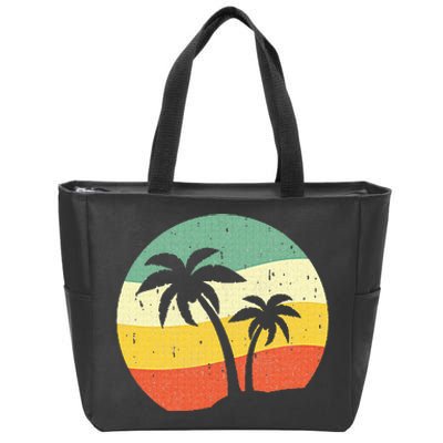 Palm Tree Summer Retro Sunshine Summer Vacation Zip Tote Bag