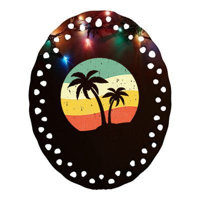 Palm Tree Summer Retro Sunshine Summer Vacation Ceramic Oval Ornament