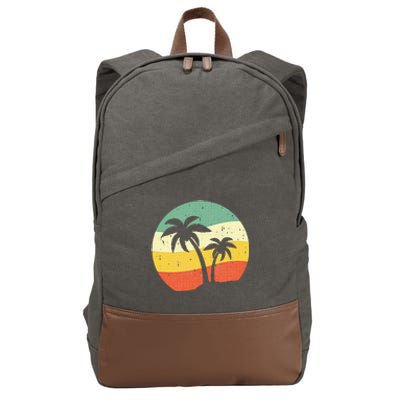 Palm Tree Summer Retro Sunshine Summer Vacation Cotton Canvas Backpack