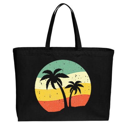 Palm Tree Summer Retro Sunshine Summer Vacation Cotton Canvas Jumbo Tote