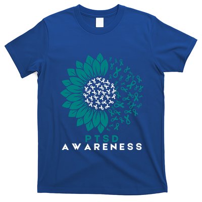 Post Traumatic Stress Disorder Sunflower Ptsd Awareness Teal Gift T-Shirt