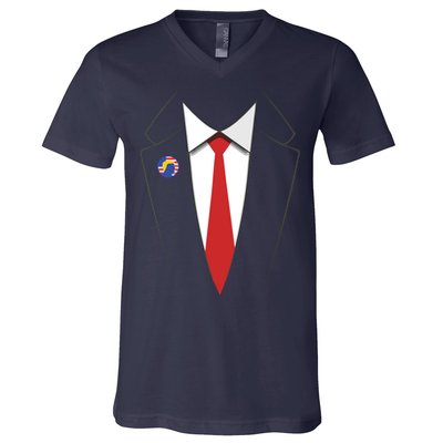 President Trump Suit US President Easy Costume V-Neck T-Shirt