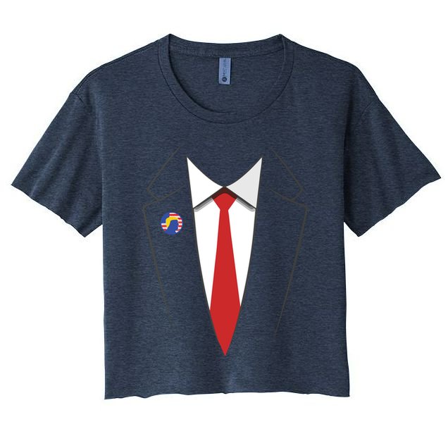 President Trump Suit US President Easy Costume Crop Top