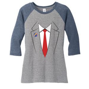 President Trump Suit US President Easy Costume Women's Tri-Blend 3/4-Sleeve Raglan Shirt