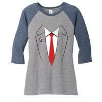 President Trump Suit US President Easy Costume Women's Tri-Blend 3/4-Sleeve Raglan Shirt