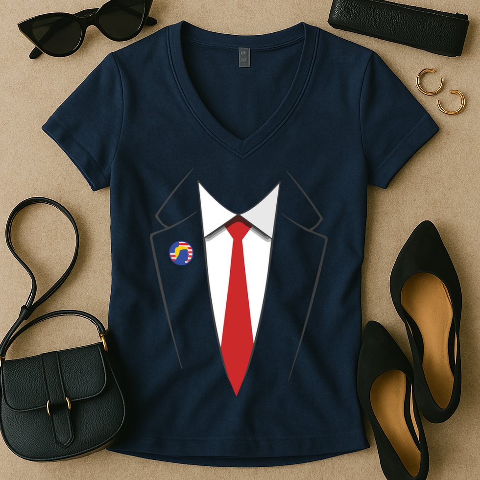 President Trump Suit US President Easy Costume Women's V-Neck T-Shirt