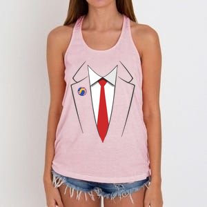 President Trump Suit US President Easy Costume Women's Knotted Racerback Tank