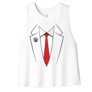 President Trump Suit US President Easy Costume Women's Racerback Cropped Tank