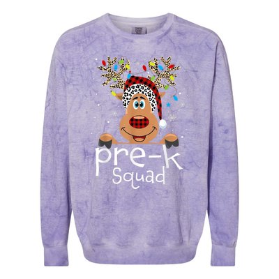 Pre-K Teacher Squad Reindeer Funny Teacher Christmas Xmas Colorblast Crewneck Sweatshirt