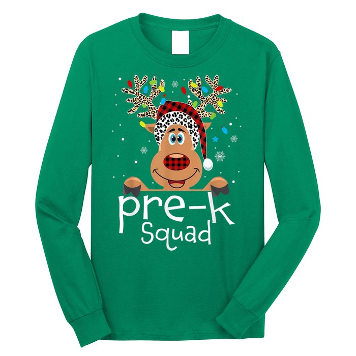 Pre-K Teacher Squad Reindeer Funny Teacher Christmas Xmas Long Sleeve Shirt