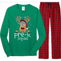 Pre-K Teacher Squad Reindeer Funny Teacher Christmas Xmas Long Sleeve Pajama Set