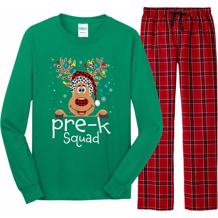 Pre-K Teacher Squad Reindeer Funny Teacher Christmas Xmas Long Sleeve Pajama Set