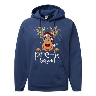 Pre-K Teacher Squad Reindeer Funny Teacher Christmas Xmas Performance Fleece Hoodie