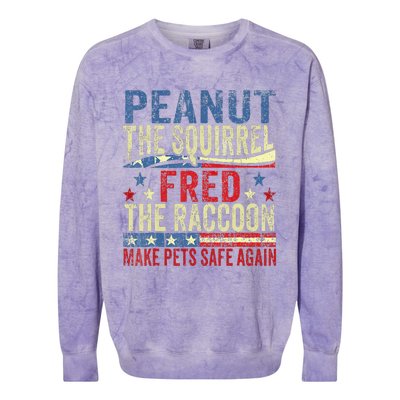 Peanut The Squirrel Fred The Raccoon Make Pets Safe Again Colorblast Crewneck Sweatshirt