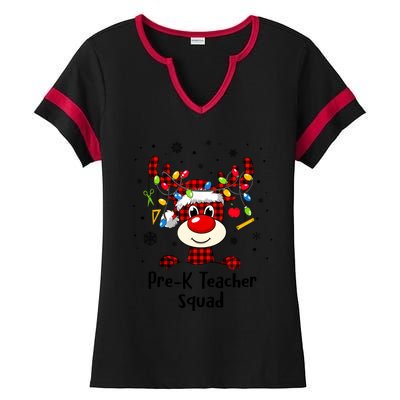 Prek Teacher Squad Reindeer Funny Teacher Christmas Xmas Gift Ladies Halftime Notch Neck Tee