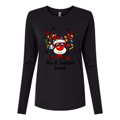 Prek Teacher Squad Reindeer Funny Teacher Christmas Xmas Gift Womens Cotton Relaxed Long Sleeve T-Shirt