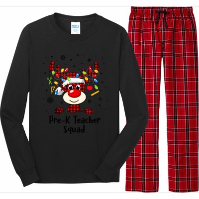 Prek Teacher Squad Reindeer Funny Teacher Christmas Xmas Gift Long Sleeve Pajama Set