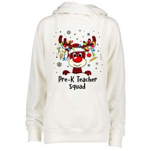 Prek Teacher Squad Reindeer Funny Teacher Christmas Xmas Gift Womens Funnel Neck Pullover Hood