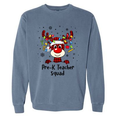 Prek Teacher Squad Reindeer Funny Teacher Christmas Xmas Gift Garment-Dyed Sweatshirt