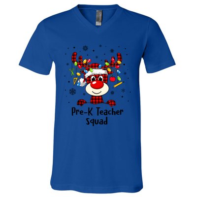 Prek Teacher Squad Reindeer Funny Teacher Christmas Xmas Gift V-Neck T-Shirt