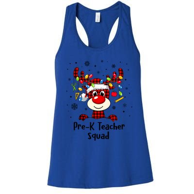 Prek Teacher Squad Reindeer Funny Teacher Christmas Xmas Gift Women's Racerback Tank