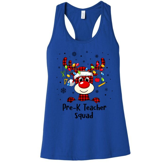 Prek Teacher Squad Reindeer Funny Teacher Christmas Xmas Gift Women's Racerback Tank