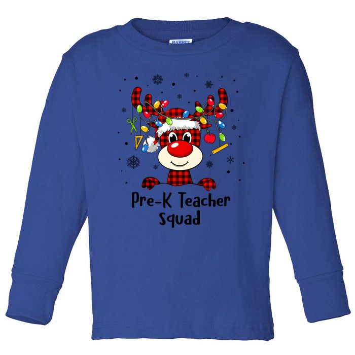 Prek Teacher Squad Reindeer Funny Teacher Christmas Xmas Gift Toddler Long Sleeve Shirt