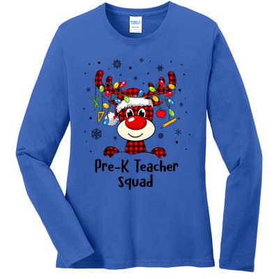 Prek Teacher Squad Reindeer Funny Teacher Christmas Xmas Gift Ladies Long Sleeve Shirt