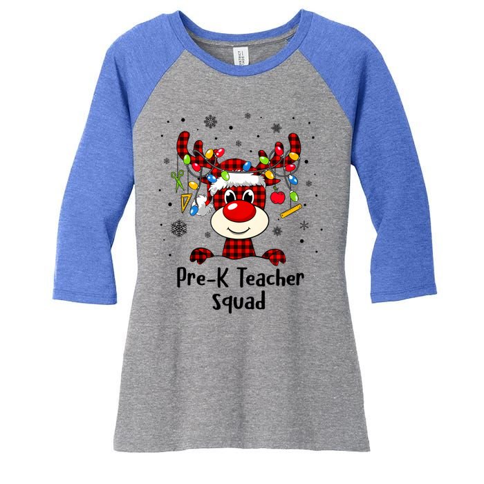 Prek Teacher Squad Reindeer Funny Teacher Christmas Xmas Gift Women's Tri-Blend 3/4-Sleeve Raglan Shirt