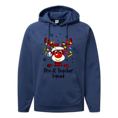 Prek Teacher Squad Reindeer Funny Teacher Christmas Xmas Gift Performance Fleece Hoodie