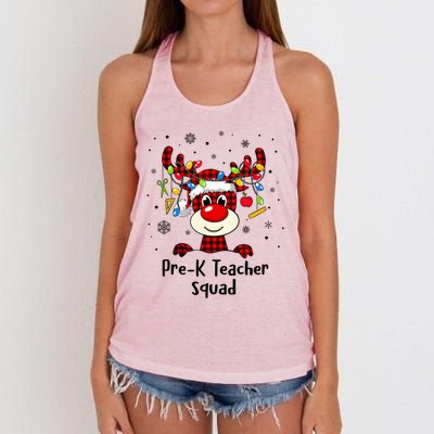 Prek Teacher Squad Reindeer Funny Teacher Christmas Xmas Gift Women's Knotted Racerback Tank