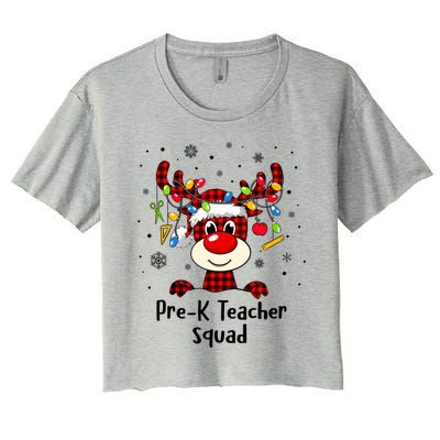 Prek Teacher Squad Reindeer Funny Teacher Christmas Xmas Gift Women's Crop Top Tee