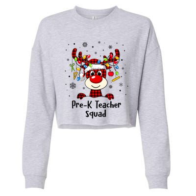 Prek Teacher Squad Reindeer Funny Teacher Christmas Xmas Gift Cropped Pullover Crew