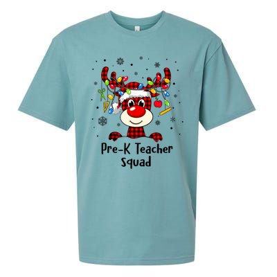 Prek Teacher Squad Reindeer Funny Teacher Christmas Xmas Gift Sueded Cloud Jersey T-Shirt