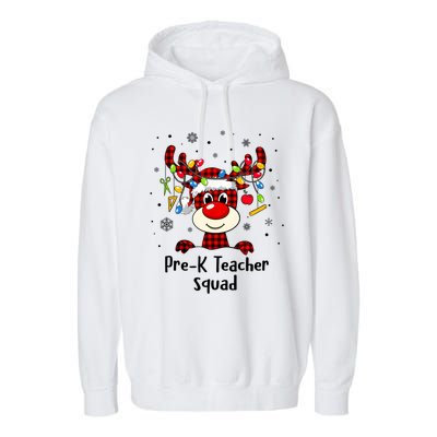 Prek Teacher Squad Reindeer Funny Teacher Christmas Xmas Gift Garment-Dyed Fleece Hoodie