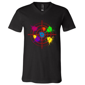 Paintball Target Shooting Sport Paintballer Air Gun Paint V-Neck T-Shirt