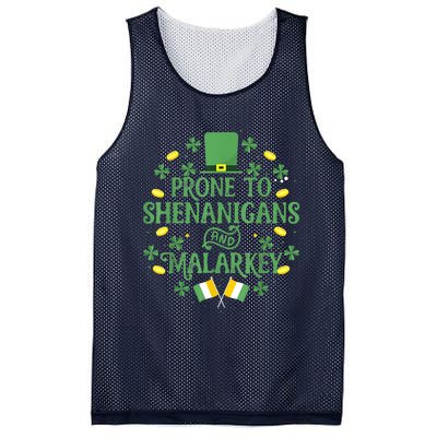 Prone To Shenanigans And Malarkey Funny St Patricks Day Mesh Reversible Basketball Jersey Tank