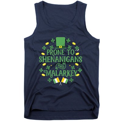 Prone To Shenanigans And Malarkey Funny St Patricks Day Tank Top