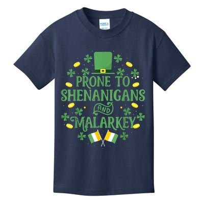 Prone To Shenanigans And Malarkey Funny St Patricks Day Kids T-Shirt