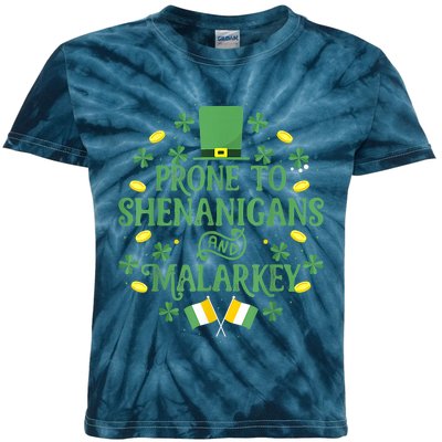 Prone To Shenanigans And Malarkey Funny St Patricks Day Kids Tie-Dye T-Shirt