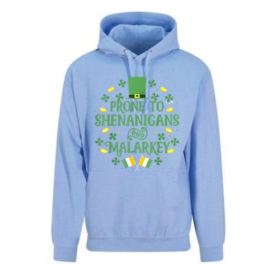 Prone To Shenanigans And Malarkey Funny St Patricks Day Unisex Surf Hoodie