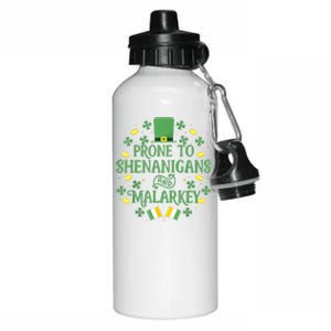 Prone To Shenanigans And Malarkey Funny St Patricks Day Aluminum Water Bottle