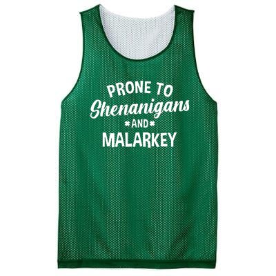 Prone To Shenanigans And Malarkey Funny St PatrickS Day Mesh Reversible Basketball Jersey Tank