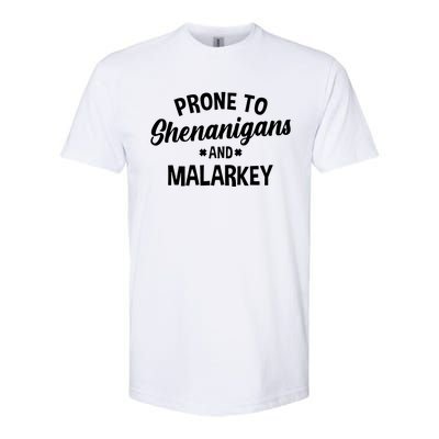 Prone To Shenanigans And Malarkey Funny St PatrickS Day Softstyle CVC T-Shirt