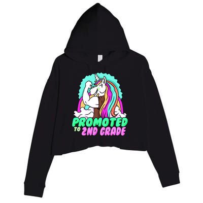 Promoted To Second Grade Graduation Teacher Unicorn Funny Gift Crop Fleece Hoodie