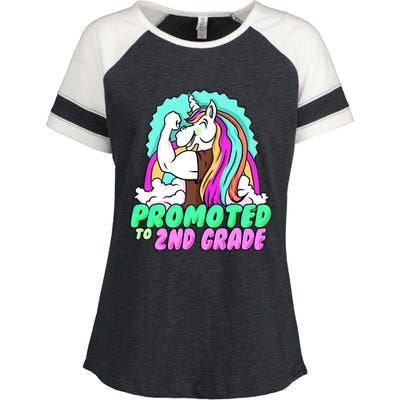 Promoted To Second Grade Graduation Teacher Unicorn Funny Gift Enza Ladies Jersey Colorblock Tee