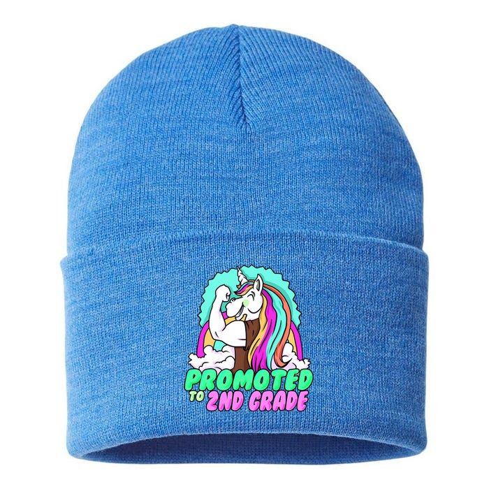 Promoted To Second Grade Graduation Teacher Unicorn Funny Gift Sustainable Knit Beanie