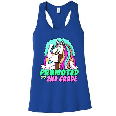 Promoted To Second Grade Graduation Teacher Unicorn Funny Gift Women's Racerback Tank