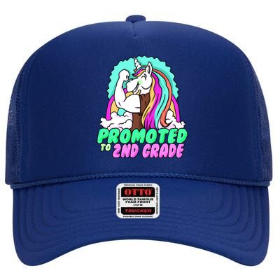 Promoted To Second Grade Graduation Teacher Unicorn Funny Gift High Crown Mesh Back Trucker Hat